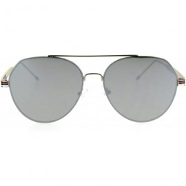 Sport Mens Luxury Designer Flat Lens Sport Metal Racer Sunglasses - Silver Mirror - CC184Y0WH3N $26.89
