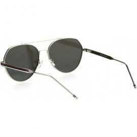 Sport Mens Luxury Designer Flat Lens Sport Metal Racer Sunglasses - Silver Mirror - CC184Y0WH3N $14.51