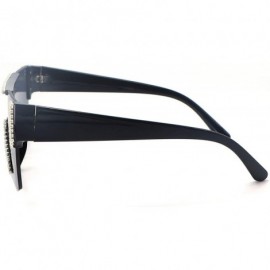 Shield Oversized Square Rimless Sunglasses For Women Men Rhinestone Shield Flat Top - CW197KY4XSW $26.85