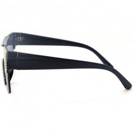 Shield Oversized Square Rimless Sunglasses For Women Men Rhinestone Shield Flat Top - CW197KY4XSW $9.95