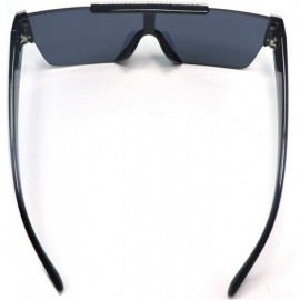 Shield Oversized Square Rimless Sunglasses For Women Men Rhinestone Shield Flat Top - CW197KY4XSW $9.95