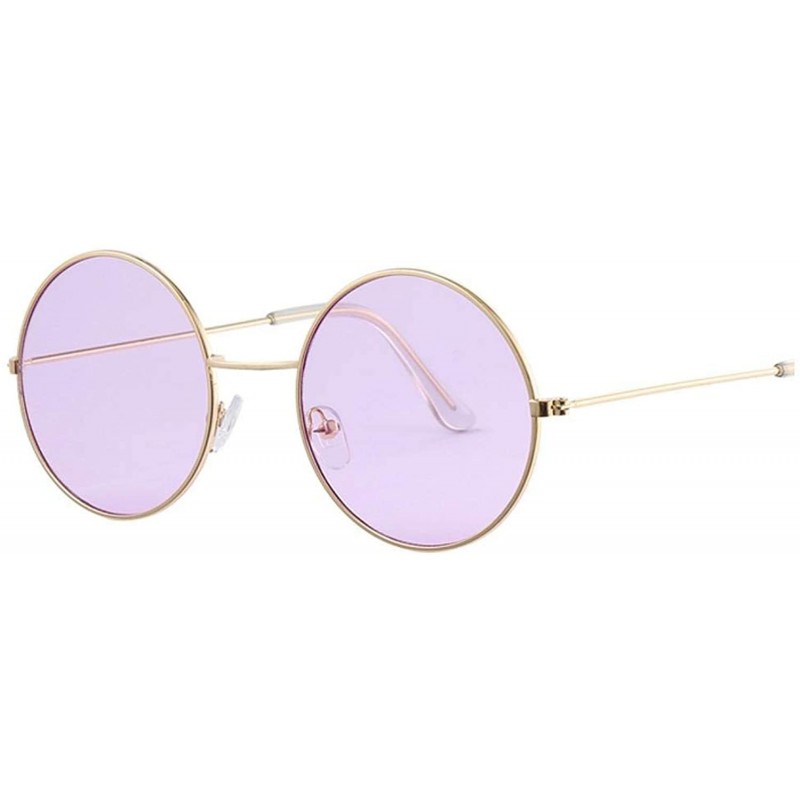 Oval Women Round Sunglasses Fashion Vintage Metal Frame Ocean Sun Glasses Shade Oval Female Eyewear - CP197Y7EGUY $13.60