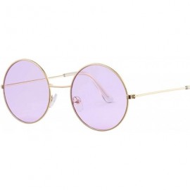 Oval Women Round Sunglasses Fashion Vintage Metal Frame Ocean Sun Glasses Shade Oval Female Eyewear - CP197Y7EGUY $13.60