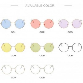 Oval Women Round Sunglasses Fashion Vintage Metal Frame Ocean Sun Glasses Shade Oval Female Eyewear - CP197Y7EGUY $13.60