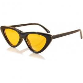 Cat Eye Iconic Celebrity Eye-Candy Slim Cat-Eye Sunglasses A056 - Yellow - CM189ET8QKZ $18.82