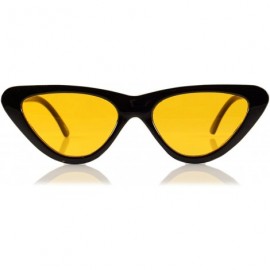 Cat Eye Iconic Celebrity Eye-Candy Slim Cat-Eye Sunglasses A056 - Yellow - CM189ET8QKZ $10.68