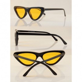 Cat Eye Iconic Celebrity Eye-Candy Slim Cat-Eye Sunglasses A056 - Yellow - CM189ET8QKZ $10.68