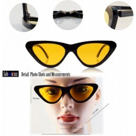 Cat Eye Iconic Celebrity Eye-Candy Slim Cat-Eye Sunglasses A056 - Yellow - CM189ET8QKZ $10.68