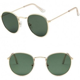 Round Round Retro Sunglasses Women Luxury Glasses Women/Men Small Mirror Oculos De Sol Gafas UV400 - Golddeepgreen - CS199CLO...