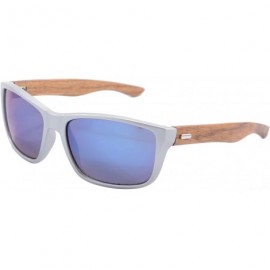 Wayfarer Real Bamboo Wooden Arms UV400 Sunglasses for Men or Women-6102 - Silver Frame- Rosewood Arms - CU18NUA5443 $9.20