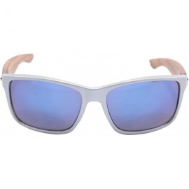 Wayfarer Real Bamboo Wooden Arms UV400 Sunglasses for Men or Women-6102 - Silver Frame- Rosewood Arms - CU18NUA5443 $9.20