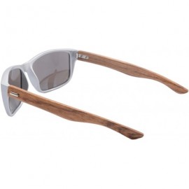 Wayfarer Real Bamboo Wooden Arms UV400 Sunglasses for Men or Women-6102 - Silver Frame- Rosewood Arms - CU18NUA5443 $9.20