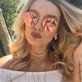 Aviator Women Men Round Sunglasses Brand Designer Red Yellow Sun Glasses Alloy Black - Blue - CF18XNH0N5M $10.85