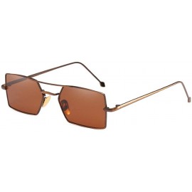 Square 2019 New trend metal fashion square unisex marine lens brand designer sunglasses UV400 - Brown - CS18M98ZH34 $20.44