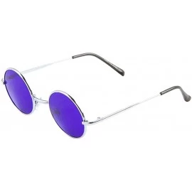 Round Men Women Round Sunglasses Oversized Flat Color Lens Crystal Colorful Frame Fashion Shades - (Purple) - CS185W52DTR $7.82