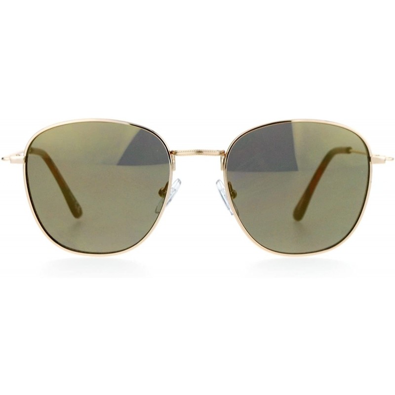 Rectangular Retro Vintage Style Flat Lens Mirrored Mirror Lens Metal Rectangular Sunglasses - Gold Gold - C812FV98P7V $10.85