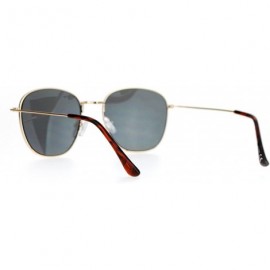 Rectangular Retro Vintage Style Flat Lens Mirrored Mirror Lens Metal Rectangular Sunglasses - Gold Gold - C812FV98P7V $10.85