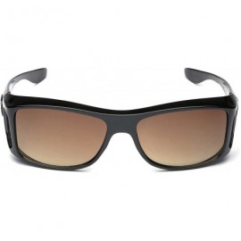 Oversized Oversized Rectangular Fit Over Sunglasses Wear Over Regular Glasses Men Women - Black - Amber Hd Vision Lenses - CG...
