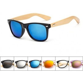 Square Wood Sunglasses Men Women Square Bamboo Women for Women Men Mirror Sunglasses Retro Fashion Sunglass - KP1501 C12 - CF...