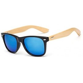 Square Wood Sunglasses Men Women Square Bamboo Women for Women Men Mirror Sunglasses Retro Fashion Sunglass - KP1501 C12 - CF...