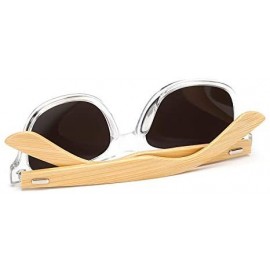 Square Wood Sunglasses Men Women Square Bamboo Women for Women Men Mirror Sunglasses Retro Fashion Sunglass - KP1501 C12 - CF...