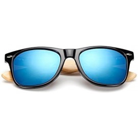 Square Wood Sunglasses Men Women Square Bamboo Women for Women Men Mirror Sunglasses Retro Fashion Sunglass - KP1501 C12 - CF...