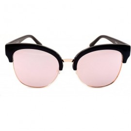 Semi-rimless Semi-Rimless Cat-Eye Horn Rimmed Sunglasses Mirrored/Gradient/Smoke Flat Lens A009 - CA193YRXUXC $10.08