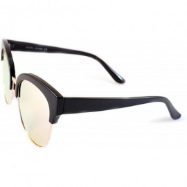 Semi-rimless Semi-Rimless Cat-Eye Horn Rimmed Sunglasses Mirrored/Gradient/Smoke Flat Lens A009 - CA193YRXUXC $10.08