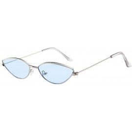 Oval Mens Womens Retro Vintage Small Cat Eye Slender Metal Frame Sunglasses - H - C818DXM3E2T $16.66