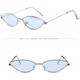 Oval Mens Womens Retro Vintage Small Cat Eye Slender Metal Frame Sunglasses - H - C818DXM3E2T $11.26