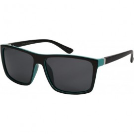 Square Modern Square Frame Sunglasses with Polarized Lens 541009TT-P - Matte Black+green - C912DG7HDOB $11.43