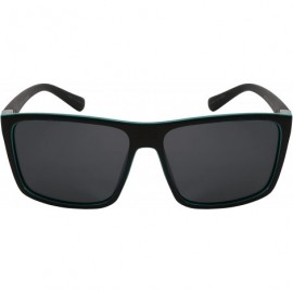 Square Modern Square Frame Sunglasses with Polarized Lens 541009TT-P - Matte Black+green - C912DG7HDOB $11.43