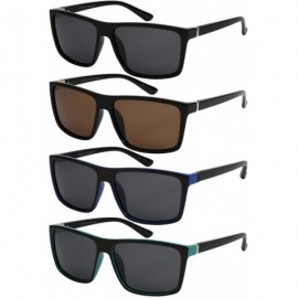 Square Modern Square Frame Sunglasses with Polarized Lens 541009TT-P - Matte Black+green - C912DG7HDOB $11.43