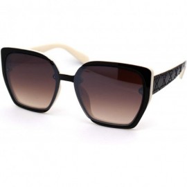 Butterfly Womens 90s Designer Fashion Squared Butterfly Sunglasses - Brown White Brown - C818XL73E5I $18.83