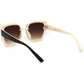 Butterfly Womens 90s Designer Fashion Squared Butterfly Sunglasses - Brown White Brown - C818XL73E5I $11.09