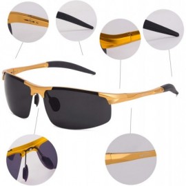 Rectangular Polarized Sunglasses Aluminum Magnesium Rectangular - CB18HQDXI0Y $20.70