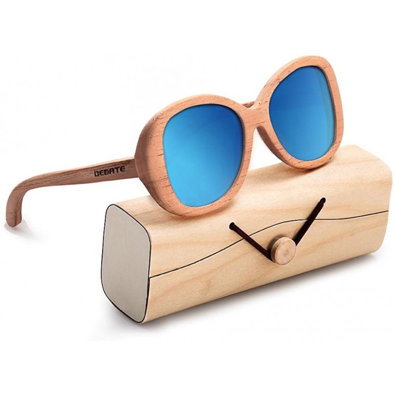 Oval Wood Sunglasses for Women Outdoors Sports Polarized UV Protection Floating Eyewear - Blue - CU185N2C6GK $16.57