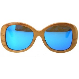 Oval Wood Sunglasses for Women Outdoors Sports Polarized UV Protection Floating Eyewear - Blue - CU185N2C6GK $16.57