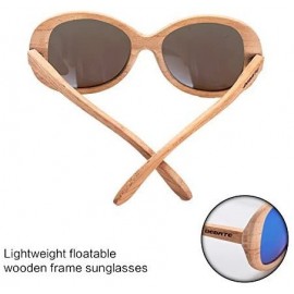 Oval Wood Sunglasses for Women Outdoors Sports Polarized UV Protection Floating Eyewear - Blue - CU185N2C6GK $16.57