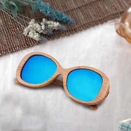 Oval Wood Sunglasses for Women Outdoors Sports Polarized UV Protection Floating Eyewear - Blue - CU185N2C6GK $16.57