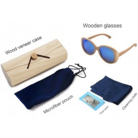 Oval Wood Sunglasses for Women Outdoors Sports Polarized UV Protection Floating Eyewear - Blue - CU185N2C6GK $16.57