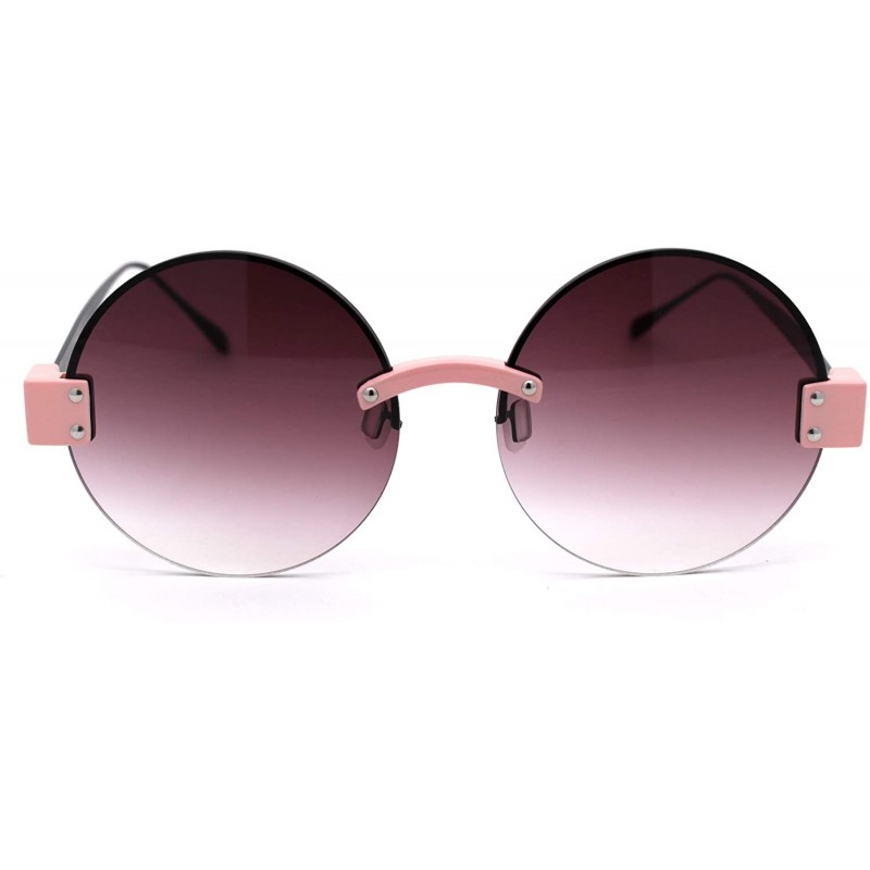 Round Womens Retro Exposed Lens Round Circle Lens 80s Sunglasses - Pink Black Smoke - CT18Y2WC77H $15.19