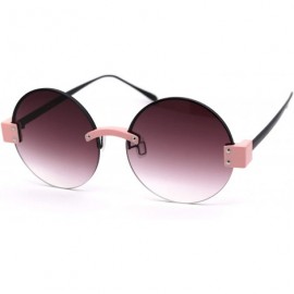 Round Womens Retro Exposed Lens Round Circle Lens 80s Sunglasses - Pink Black Smoke - CT18Y2WC77H $15.19