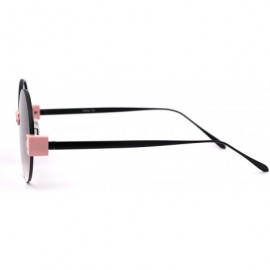 Round Womens Retro Exposed Lens Round Circle Lens 80s Sunglasses - Pink Black Smoke - CT18Y2WC77H $15.19