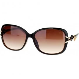 Butterfly Metal Ribbon Jewel Temple Oversized Art Nouveau Butterfly Sunglasses - Brown - CT11NSKXNEB $22.74