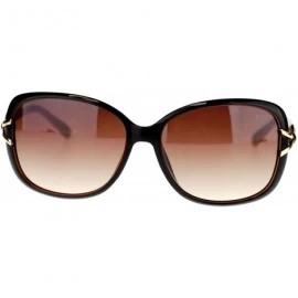 Butterfly Metal Ribbon Jewel Temple Oversized Art Nouveau Butterfly Sunglasses - Brown - CT11NSKXNEB $22.74