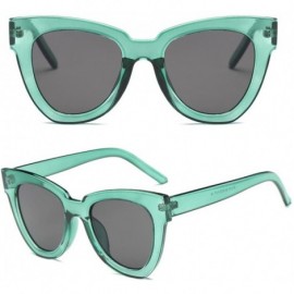 Square Women Lady Retro Cat Eye Sunglasses Designer Square Frame Eyeglass Shades UV Protection (Green+Grey) - Green+Grey - CC...