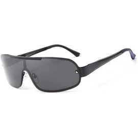 Rimless Fashion Retro Biker Fishing Polarized Sunglasses for Men - Black - C518ZSKMRIQ $26.91