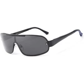 Rimless Fashion Retro Biker Fishing Polarized Sunglasses for Men - Black - C518ZSKMRIQ $17.35