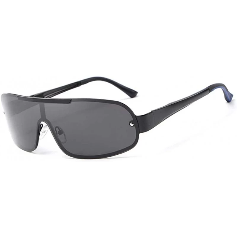 Rimless Fashion Retro Biker Fishing Polarized Sunglasses for Men - Black - C518ZSKMRIQ $26.91